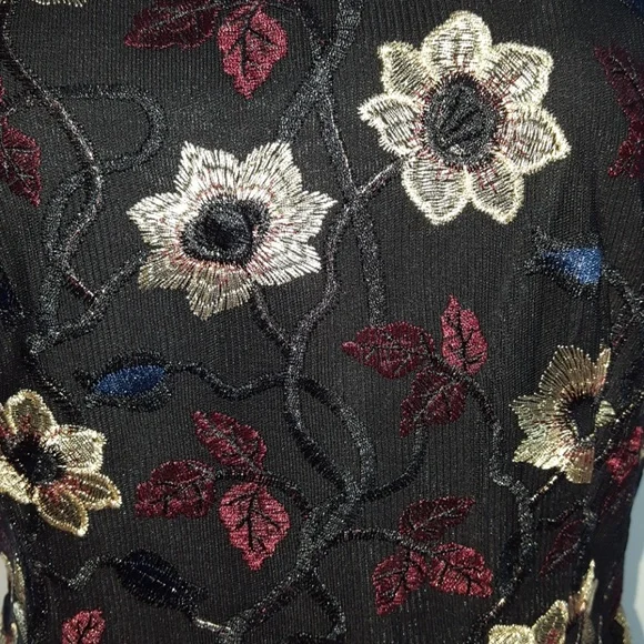 Donna Morgan Embroidered Mesh Midi Dress Black Size 12 - Picture 7 of 7